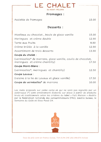 Comentarii opinii despre Restaurant Le Chalet du Mont-Pèlerin