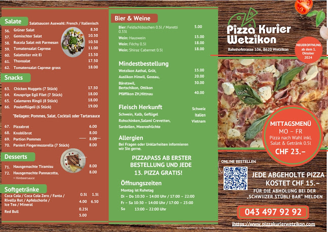 Opinii despre Pizza Kurier Wetzikon în Wetzikon - Gastronomie und Hotellerie