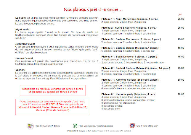 Opinii despre Restaurant Kamome în Geneva - Gastronomie und Hotellerie