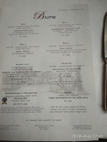 Opinii despre Gasthaus zur Blume în Magden - Gastronomie und Hotellerie