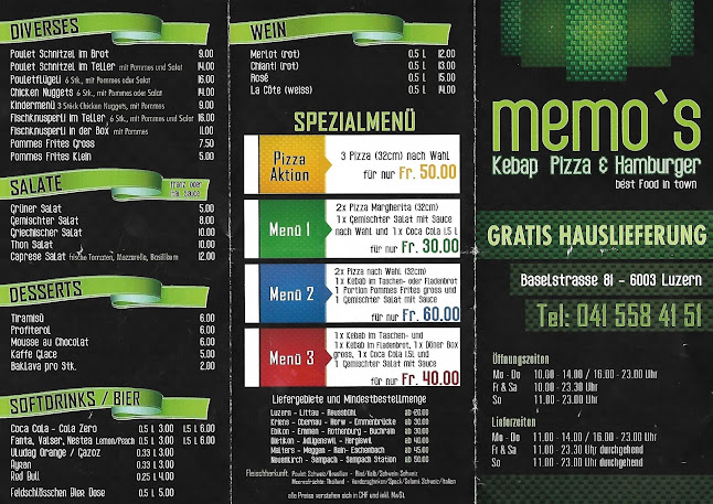 Opinii despre Memo's Kebap, Pizza & Burger în Luzern - Gastronomie und Hotellerie