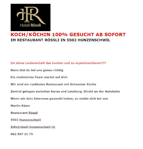 Opinii despre Restaurant Rössli HÜ în Hunzenschwil - Gastronomie und Hotellerie