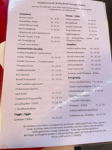 Opinii despre Restaurant Bahnhof-Weissenbühl în Bern - Gastronomie und Hotellerie