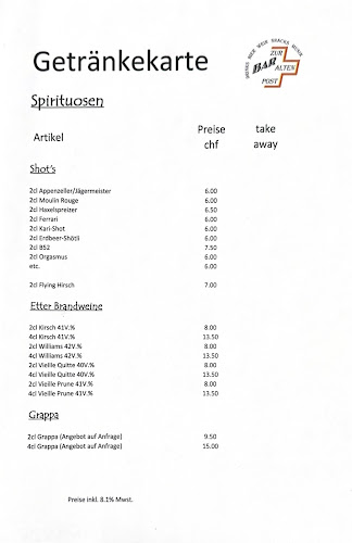 Opinii despre Bar Zur alten Post în Risch-Rotkreuz - Gastronomie und Hotellerie